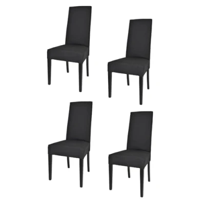 Immagine di Tommychairs Set 4 sedie modello Chiara per cucina bar e sala da pranzo, robusta struttura in legno di faggio verniciata nero, seduta schienale imbottiti rivestiti tessuto color nero