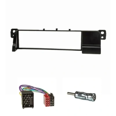 Immagine di tomzz Audio 2404 011 Set copertura radio compatibile con BMW Serie 3 E46 adattatore ISO (vecchio collegamento a pin tondo), antenna DIN