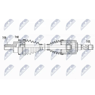 Immagine di NTY NPW VV 119 Albero motore / Semiasse Assale posteriore, posteriore Sx, Dx 760mm VOLVO: XC60 I, V70 3, S80 II