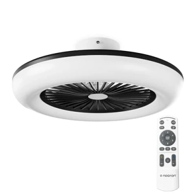 Immagine di Noaton Ventilatore da soffitto 11055B Callisto nero, con Illuminazione LED max 48 W Dimmerabile 3 temperature di colore, telecomando, timer, portata d&#039;aria fino a 45 m3/min, lampadario, diametro 55cm