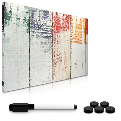 Immagine di Navaris Memo Board Lavagna Magnetica 40x60cm Lavagnetta Scrivibile Cancellabile con 1x Pennarello e 5X Calamite Bacheca Design Painted Wood