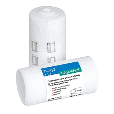 Immagine di Höga ideale, permanentemente elastico universale vincolante, 10 cm x 5 m dell&#039;applicazione, non irrita la pelle, traspirante, elastico, 2 pacchetto.