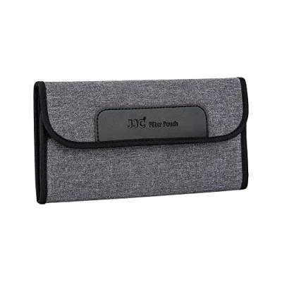 Immagine di JJC Custodia protettiva per filtro obiettivo fotocamera a 4 tasche, filtri fino 82 mm di diametro, in neoprene elastico, con panno microfibra