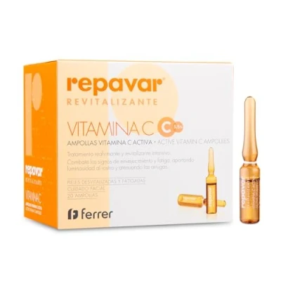 Immagine di Repavar Rivitalizzante Vitamina C Attiva per la Cura del Viso Previene l&#039;Invecchiamento Trattamento Intensivo Rassodante e 20 Fiale da 1 ml