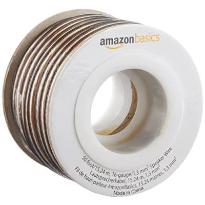 Immagine di Amazon Basics Cavo per altoparlanti calibro 16 1.3 mm², 15.24 m, Trasparente