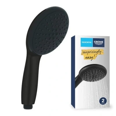 Immagine di GROHE Vitalio Start 110 QuickFix 269492434 Doccetta a mano per bassa pressione (soffione rotondo da 11 cm, 2 getti: pioggia e getto, sistema anticalcare, anello in silicone, di montaggio