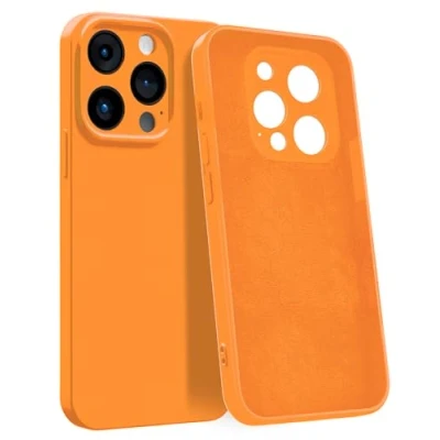 Immagine di MyGadget Custodia in Silicone compatibile con iPhone 14 Pro [Quadrupla Protezione] Case Rigido Fodera Microfibra Cover Arancio