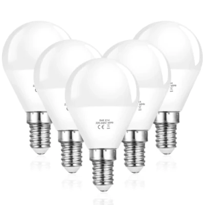 Immagine di Vicloon Lampadina LED E14, 6500K Bianco Freddo 600LM Lampadine Sfera, G45 Globo E14 Energetico de 6W Equivalenti a 40W, Non Dimmerabile, Pacco da 5