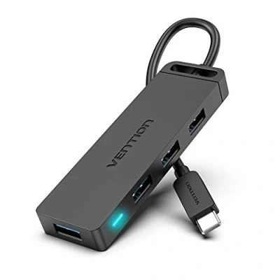 Immagine di VENTION Hub USB C, 4 in 1 C Ethernet Hub, Type a Porta Multipla 3.0 Sdoppiatore USB, Adattatore per MacBook Pro, XPS, Laptop (0,5m)