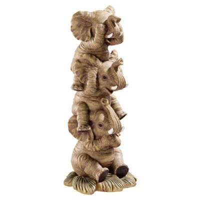 Immagine di Design Toscano non sento, vedo e dico male Elefanti impilati Statuette da collezione, poliresina, a colori, 25,5 cm