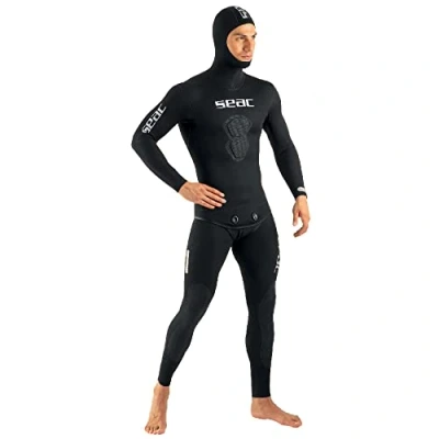Immagine di SEAC Black Shark, Muta da Pesca Sub e Apnea in Neoprene 7 mm, Due Pezzi, Interno Spaccato Uomo, Nero, M