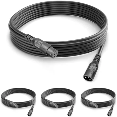 Immagine di 4Pack Cavo Dmx Luci 3 Pin Xlr 3m Cannon Cavi, Cavi per Palco Cable Connettori Maschio e Femmina, Segnale Poli a Teste Mobili o Par LED Console