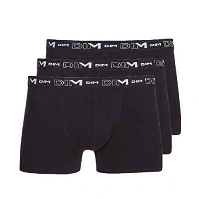 Immagine di DIM Boxer in Cotone Elasticizzato Traspirante Supporto Ottimale Uomo x3, Nero, L