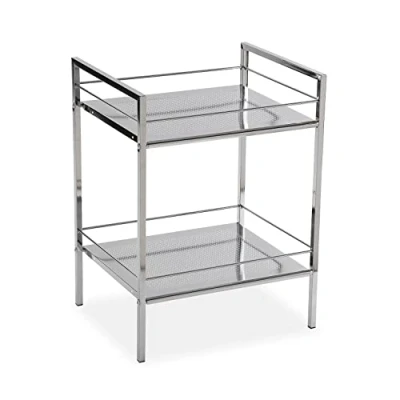 Immagine di VERSA Hannover Mobile Bagno, Mobiletto Bagno Salvaspazio, Mobiletti, Scaffale portaoggetti con 2 Ripiani, Misure (A x L l) 53 31 39 cm, Acciaio, Colore Argento