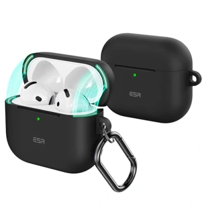 Immagine di ESR Custodia per AirPods 4 (HaloLock), Compatibile con di Generazione (2024) (USB C), Chiusura Magnetica del Coperchio, Protezione Completa Contro la Caduta, Serie Cloud, Nero