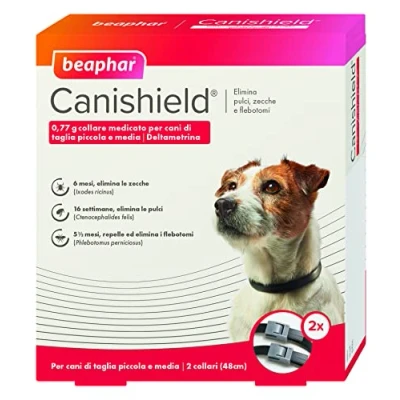 Immagine di Beaphar Canishield 2 collari Antiparassitario Small/Medium 48 cm, per Cani Antipulci e Antizecche