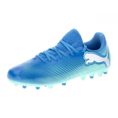 Immagine di Puma Future 7 PLAY MG JR Unisex Scarpe da calcetto con tacchetti per bambini, Taglia: 36, Hyperlink blue/mint/white Tessuto / sintetico