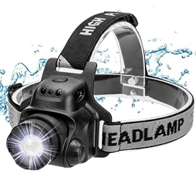 Immagine di EZfull Lampade da Testa LED USB Ricaricabile Lampada Frontale Sensore Luce Zoomable Impermeabile con 4 modalità Torcia per Campeggio, Corsa, Speleologia, Pesca, Ciclismo