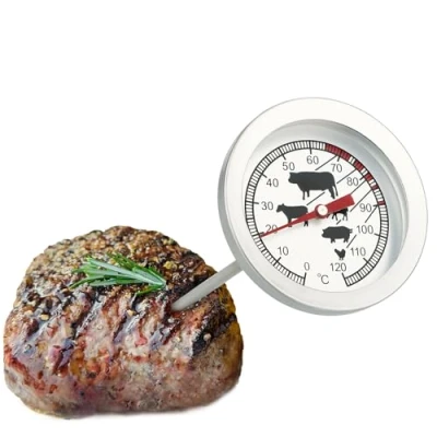 Immagine di com four® Termometro per Arrosto in Acciaio Inossidabile Analogico Carne fino a 120C Griglia Ago 10 cm (001 pezzo)