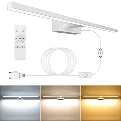 Immagine di NIORSUN Lampada Specchio Bagno LED 18W 80cm, 1800 Lm, Dimmerazione Libera 3000K 6000K, da Dimmerabile Con Telecomando, Acciaio Inossidabile, Luce Impermeabile IP44