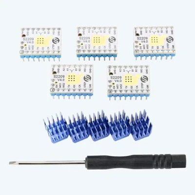 Immagine di Stepstick Mute TMC2209 V4.0 Modalità UART driver motore passo con dissipatore di calore per Rampe Reprap1.4 MKS Gen/SKR V1.3 GEN L1.4/1.5/1.6 Scheda controllo 5pcs