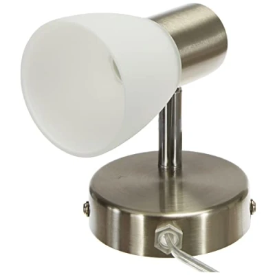 Immagine di Lampada BRILLIANT Luca fornitura spot a parete e interruttore ferro / cromo bianco 1x R50, E14, 18W, adatto per lampade riflettore (non incluse) Scala da ++ Con linea di alimentazione del cavo