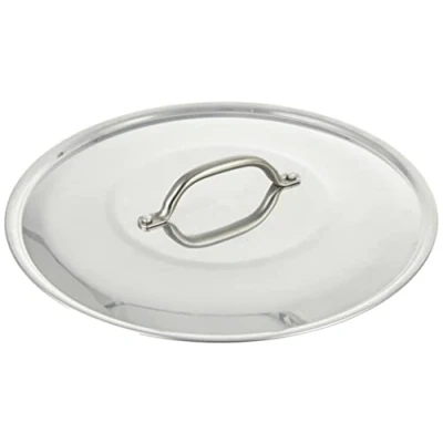 Immagine di Pentole Agnelli Alluminio 2 mm Coperchio Tondo con Ponticello senza Orlo, Lucido, Argento, 30 cm