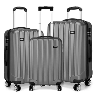 Immagine di Kono Rigidi e Leggerissima Alta Qualità ABS Valigia 20&quot; 24&quot; 28&quot; Valigie con 4 Ruote Multi direzionali (Grigio, Set da 3 pezzi)