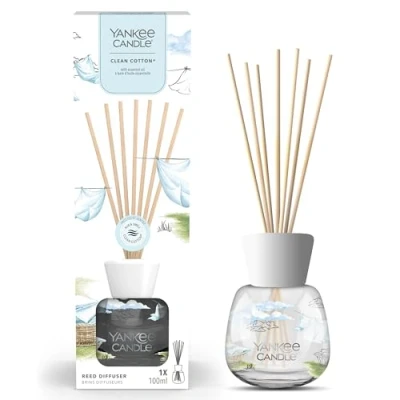 Immagine di Yankee Candle Signature Diffusore a bastoncini Clean Cotton 100 ml Fino 10 settimane di fragranza Confezione riciclabile Un regalo perfetto per una donna