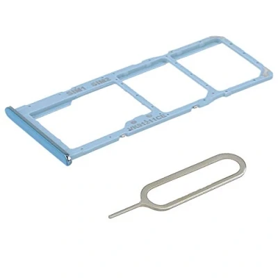 Immagine di MMOBIEL Doppio Vassoio Carta Sim Compatibile con Samsung Galaxy A51 / A71 2020 Porta Scheda Inclusa Guarnizione di Gomma e Pin Blu