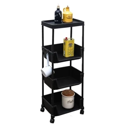 Immagine di MAKLIK Carrellino con Ruote Portaoggetti 35x24x100 Scaffale Plastica 3 Ripiani Carrello Cucina Salvaspazio Organizzatori Bagno Organizer Detersivi Lavanderia Stretto