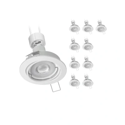 Immagine di ledscom.de 10 unità faretto da incasso a soffitto FERE cornice bianco orientabile GU10 PAR16 LED 5,473W= 5,473W 468lm caldo