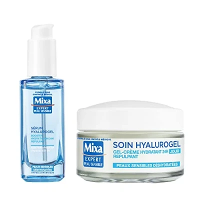 Immagine di Mixa Expert Skin Sensible Ialurogel di routine Booster Idratazione Repellente 24 ore Acido Ialuronico Puro, Vitamina B3 + B5, Siero Cura