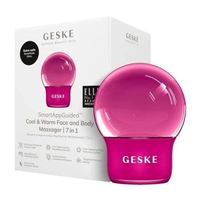 Immagine di GESKE SmartAppGuided™ Cool &amp; Warm Face Body Massager 7 in 1 Massaggiatore multifunzione Viso/corpo Raffredda/riscalda senza batteria Rassoda, rilassa e sgonfia Design globulare