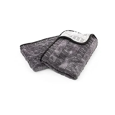 Immagine di The Rag Company Gauntlet asciugamano, misto 70/30 di microfibra coreana, progettato per asciugare i veicoli più velocemente senza graffiare vernice o vetri, 900 g/m², 38,1 x 61 cm, grigio