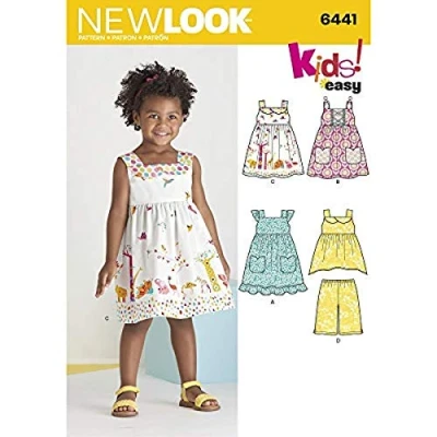 Immagine di New Look Cartamodello per Abiti da Bambine, Top e Pantaloni a 3/4 Cucito, di Carta