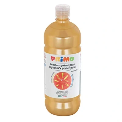 Immagine di Morocolor PRIMO, Tempera brillante primi passi 1000 ml, Oro, colorata in bottiglia, Colori lavabili brillanti, Utilizzabile su molte superfici, Consigliata per chi inizia a dipingere