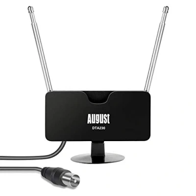 Immagine di Antenna TV Interna Potente August DTA230 Dual Antenne Portatile per Digitale VHF/UHF/FM sintonizzatore USB/DTT DVB T/DVB T2 / Radio DAB Con Ventosa e 2m Cavo