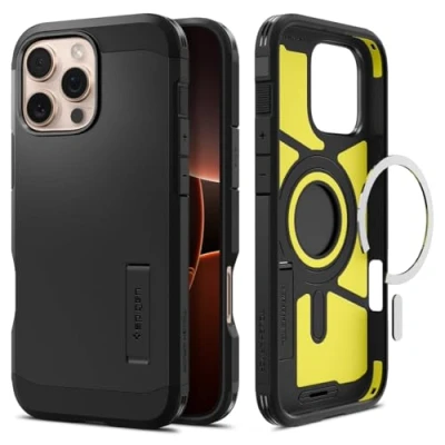 Immagine di Spigen Cover per iPhone 16 Pro Max, Tough Armor (AI) MagFit, Compatibile con MagSafe Nero