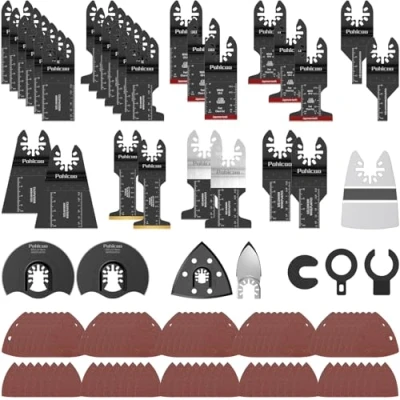 Immagine di Pohicoo Set di lame utensile multifunzione oscillante da 116 pezzi, accessorio universale per multiutensile oscillanti, Kompatibel mit Einhell Makita DTM51Z Dremel MZI2 Parkside und mehr