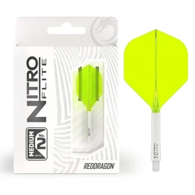 Immagine di RED DRAGON Freccette Nitro Flite Integrated Flight &amp; Shaft System N. 2 Forma e design Colore bianco giallo, lunghezza media