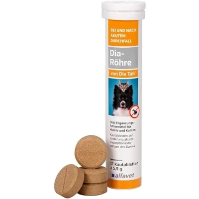 Immagine di alfavet Tubo per diapositive di Dia Tab 12 x 5,5 g Mangime complementare cani e gatti in caso diarrea Può aiutare a ridurre la Ideale viaggiare