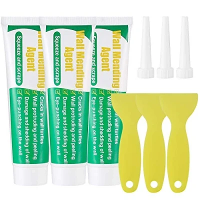 Immagine di Wall Mending Agent Cream, Crema per Riparazioni di Crepe e Rotture con Raschietto Ugello a Punta, Riempitivo Rapida Asciugatura 100g * 3