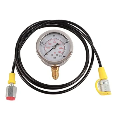 Immagine di Yanmis tubo flessibile idraulico con manometro, raccordo del punto di prova M16 * 2 BSP1 / 4 + 0 400BAR 6000PSI calibro da 1,5 m
