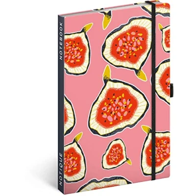 Immagine di Taccuino a righe con elastico, 13 x 21 cm, circa A5, copertina rigida, notebook, quaderno, diario per adulti, donne (fichi)