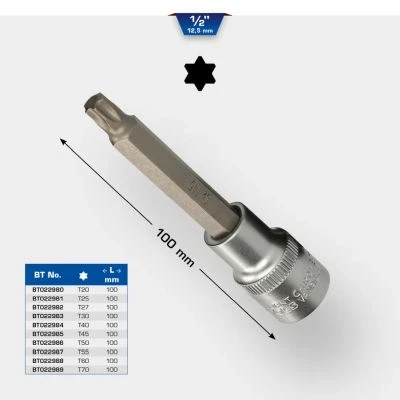 Immagine di BRILLIANT TOOLS BT022985 Bussola a inserto Torx 1/2&quot;, lunga 100 mm, T45 [Powered by KS TOOLS]