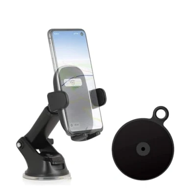 Immagine di Wicked Chili Supporto per Telefono Cellulare Auto Parabrezza con Piastra Adattatore cruscotto Compatibile Apple iPhone 15, 14, 13, Samsung Galaxy A13, A14, A34, A53, S22 Smartphone