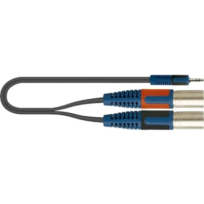 Immagine di QUIK LOK RKSA/192 2 Minijack STEREO/2 XLR Maschio, Cavo Adattatore, Stereo / x Lunghezza 2mt, Colore Nero