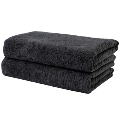 Immagine di Polyte asciugamano in microfibra anti pelucchi per capelli ad asciugatura rapida 50 x 101 cm 2 pezzi (Nero)