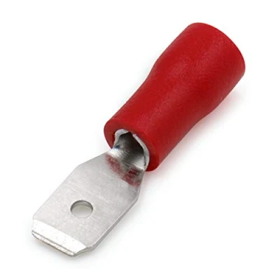 Immagine di Heschen Connettori rapidi maschi isolati in vinile, MDD1.25 187, morsetto per cavo da 4,8 x 0,5 mm, 1,5 mm² (22 16 AWG), rosso, confezione 100 pz